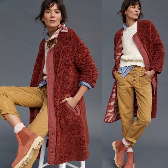 NWT Anthropologie Margot Reversible Sherpa Coat Size S Small - Picture 2 of 8